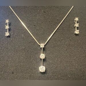 Graduated Stones CZ Necklace and Earrings Set
